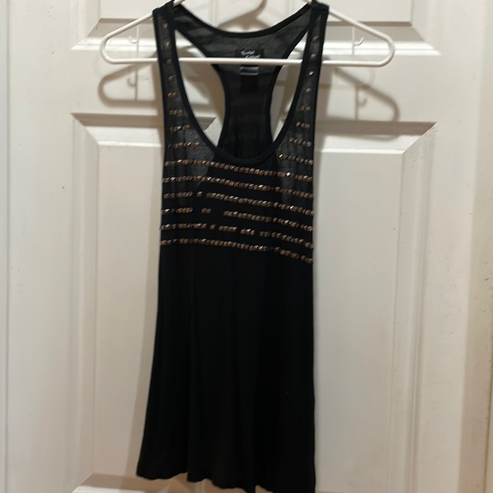 Black Racerback striped studded top - Small